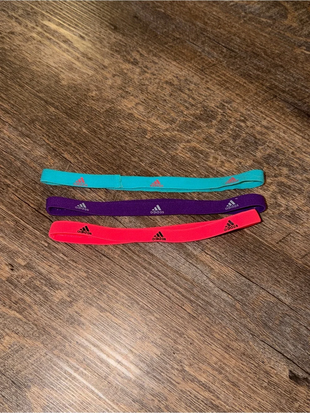 adidas Three-Pack Stretch Headbands - Teal, Purple, Pink